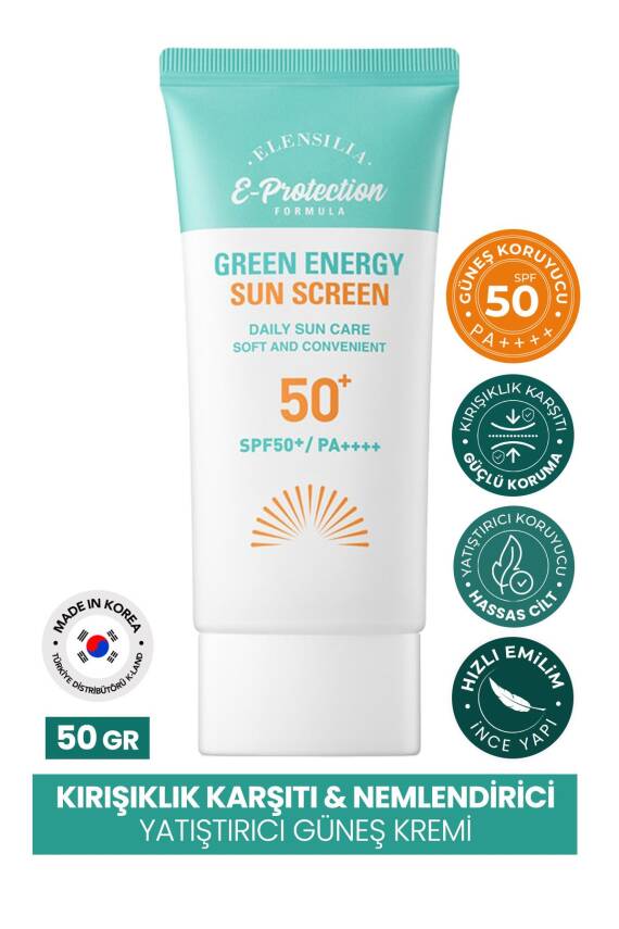 Hassas Ciltlere Özel Yatıştırıcı SPF50+PA++++ Kore Güneş Kremi Elensilia Green Energy Sun Screen - 1