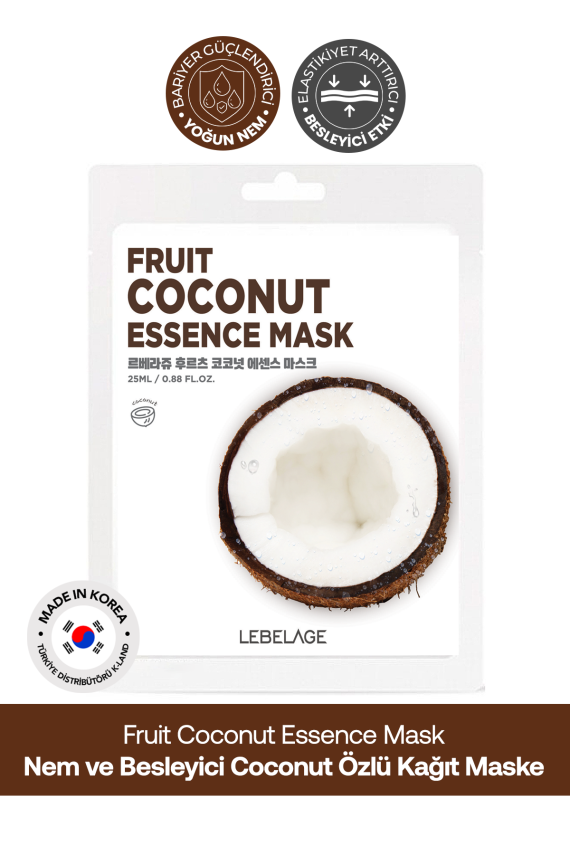 Hindistan Cevizi Özü İçeren Nemlendirici Kağıt Maske Lebelage Fruit Coconut Mask - 2