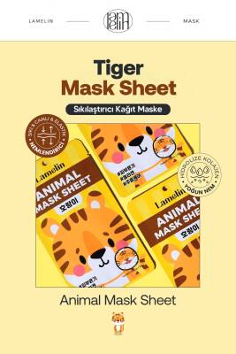 Kaplan Desenli Eğlenceli; Sıkılaştırıcı Kağıt Maske Lamelin Animal Tiger Mask - 2