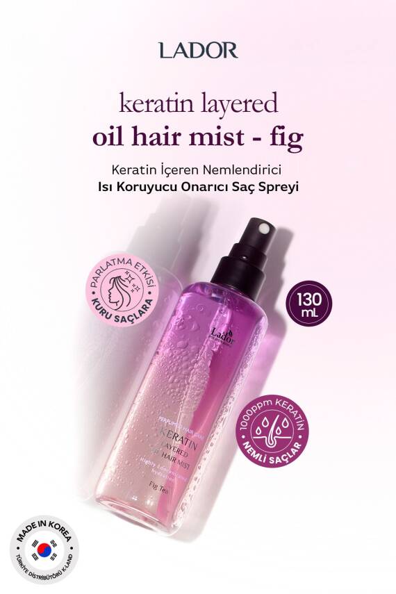 Keratin İçeren Nemlendirici ve Isı Koruyucu Onarıcı Saç Spreyi LADOR Keratin Oil Mist Fig - 2