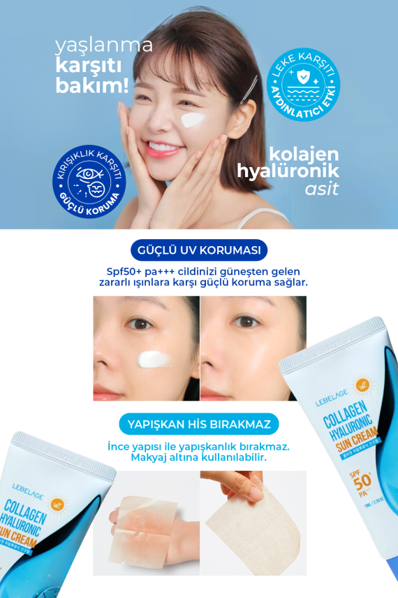 Kolajen Güneş Kremi Spf 50 + Pa +++ Collagen Hyaluronic Sun Cream - 7