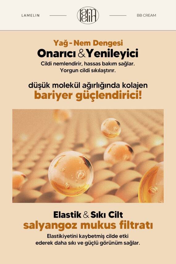 Kolajen İçeren Doğal Kapatıcılık Sağlayan Nemlendirici SPF 50 + PA ++++ Lamelin Collagen BB Cream - 4