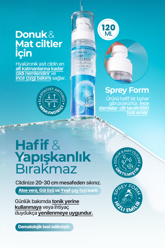 Kolajen ve Hyalüronik Asit İçeren Nemlendirici Sprey Mist LEBELAGE Collagen Hyaluronic Facial Mist - 3