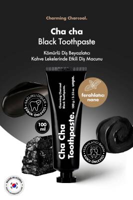 Kömürlü Vegan Diş Beyazlatıcı Kahve Lekelerinde Etkili Kore Diş macunu UNPA Cha Cha Black Toothpaste - 3