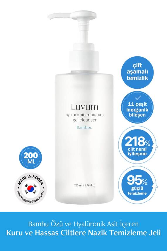 Kuru ve Hassas Ciltler İçin Nazik Temizleme Jeli Luvum Hyaluronic Moisture Cleanser 200 ml - 2