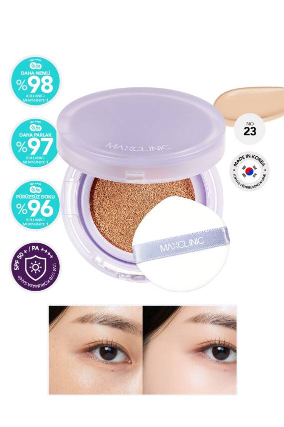 Melatonin İçeren Cushion Fondöten MAXCLINI Luminous Cushion Foundation SPF 50 + PA ++++ - 8