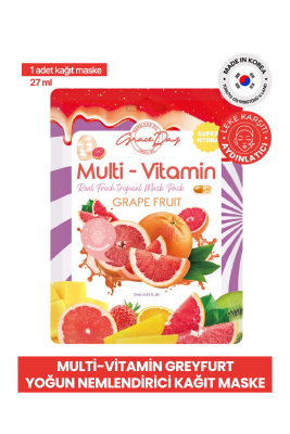 Multivitamin Greyfurt Yoğun Nemlendirici Kağıt Maske Grace Day GraceFruit Sheet Mask ( Vegan Maske ) - 2