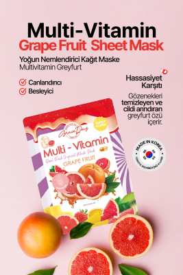 Multivitamin Greyfurt Yoğun Nemlendirici Kağıt Maske Grace Day GraceFruit Sheet Mask ( Vegan Maske ) - 4