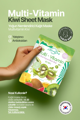 Multivitamin Kivi Yoğun Nemlendirici Kağıt Maske Grace Day Kiwi Sheet Mask ( Vegan Maske ) - 3