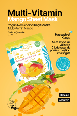 Multivitamin Mango Yoğun Nemlendirici Kağıt Maske Grace Day Mango Sheet Mask ( Vegan Maske ) - 3