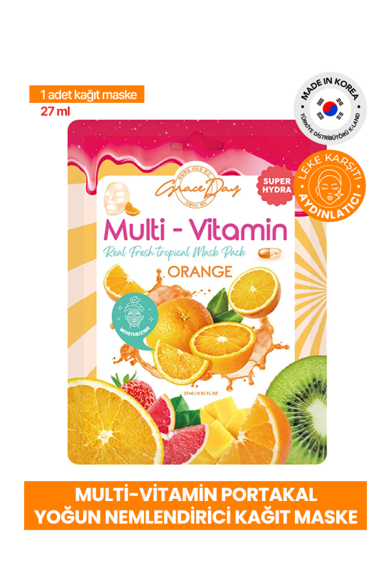 Multivitamin Portakal Yoğun Nemlendirici Kağıt Maske Grace Day Orange Sheet Mask ( Vegan Maske ) - 2