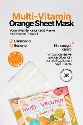 Multivitamin Portakal Yoğun Nemlendirici Kağıt Maske Grace Day Orange Sheet Mask ( Vegan Maske ) - 4