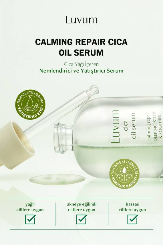 Nemlendirici ve Yatıştırıcı Cica Yağı İçeren Yüz Serumu LUVUM Cica Oil Serum - 3