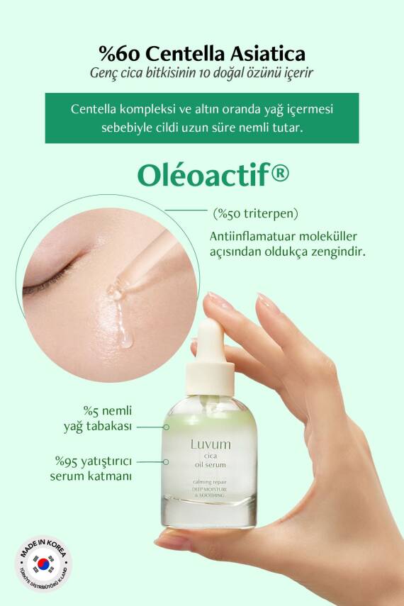 Nemlendirici ve Yatıştırıcı Cica Yağı İçeren Yüz Serumu LUVUM Cica Oil Serum - 4