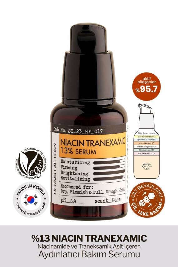 Niacinamide ve Tranexamic Acid; Aydınlatıcı Serum DERMA FACTORY Niacin Tranexamic Acid Serum %13 - 1