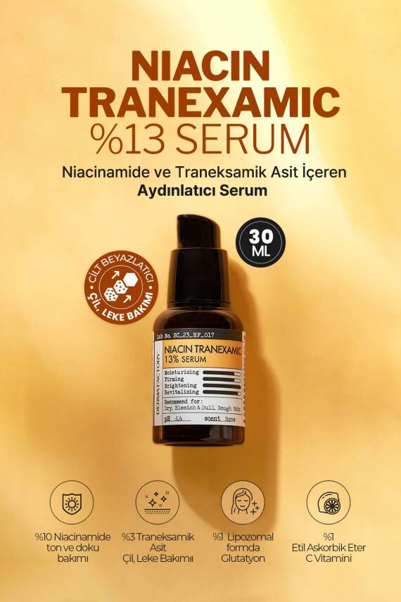 Niacinamide ve Tranexamic Acid; Aydınlatıcı Serum DERMA FACTORY Niacin Tranexamic Acid Serum %13 - 2