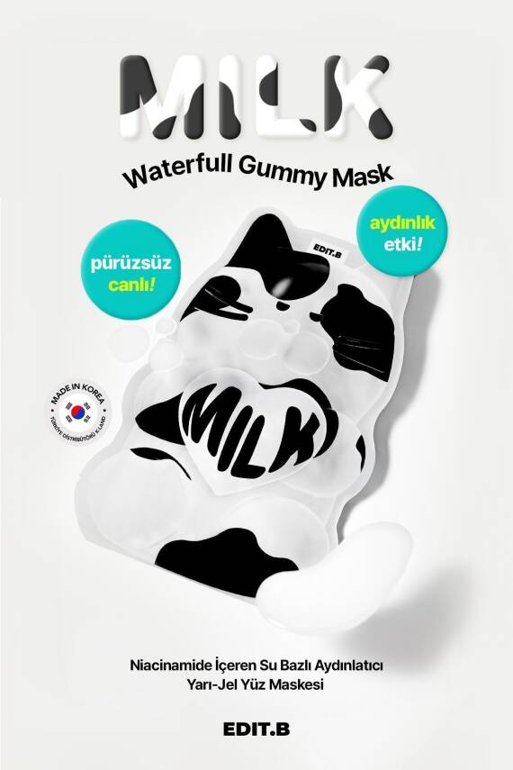 Niasinamid İçeren Su Bazlı Aydınlatıcı Yarı Jel Yüz Maskesi EDIT.B Waterfull Gummy Mask MILK - 4