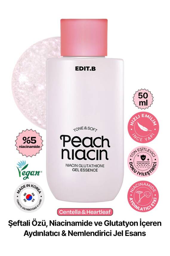 Niasinamid ve Glutatyon İçeren Aydınlatıcı Jel Esans Edit.b Peach Niacin Glutathione Gel - 5