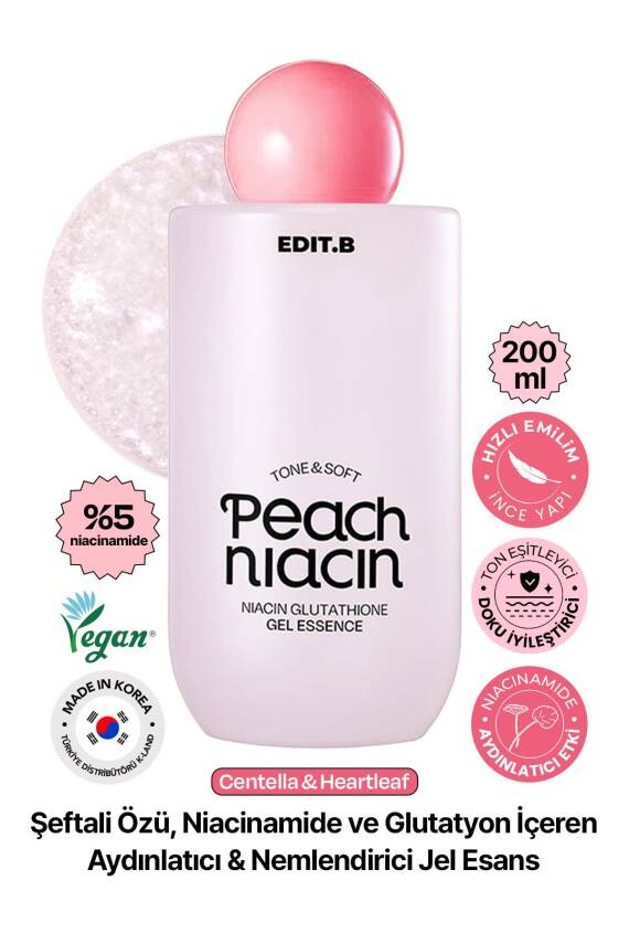 Niasinamid ve Glutatyon İçeren Aydınlatıcı Jel Esans EDIT.B PeachNiacin Glutathione 200 ML - 17