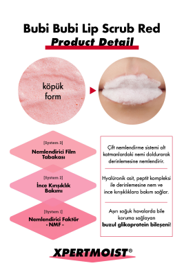 Ölü Derileri Arındıran Köpüren Dudak Peelingi UNPA Bubi Bubi Lip Scrub Red - 6