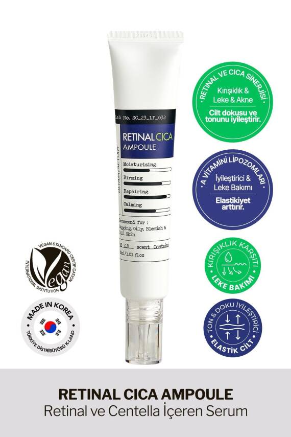 Retinal ve Centella İçeren Günlük Kullanıma Uygun Serum Derma Factory Retinal Cica Ampoule 30ML - 2