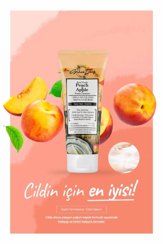 Şeftali Ve Elma Özlü Derinlemesine Temizleyici Köpük Real Fresh Peach Apple Foam Cleanser - 2