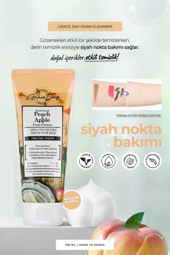 Şeftali Ve Elma Özlü Derinlemesine Temizleyici Köpük Real Fresh Peach Apple Foam Cleanser - 3