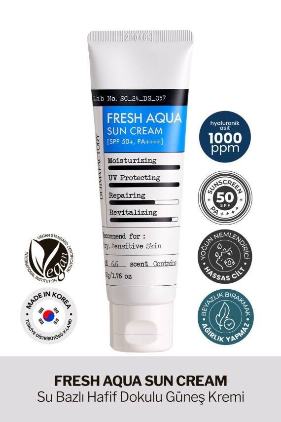 Su Bazlı Nemlendirici Güneş Kremi Derma Factory Fresh Aqua Sun Cream SPF 50+ PA++++ - 1