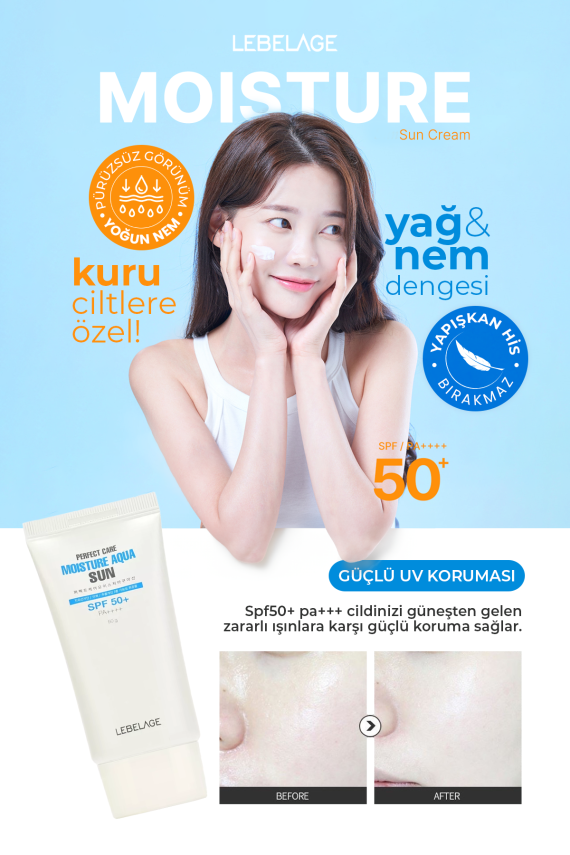 Su Bazlı Nemlendirici Güneş Kremi LEBELAGE Perfect Care Moisture Aqua Sun Cream SPF 50+ PA++++ - 4