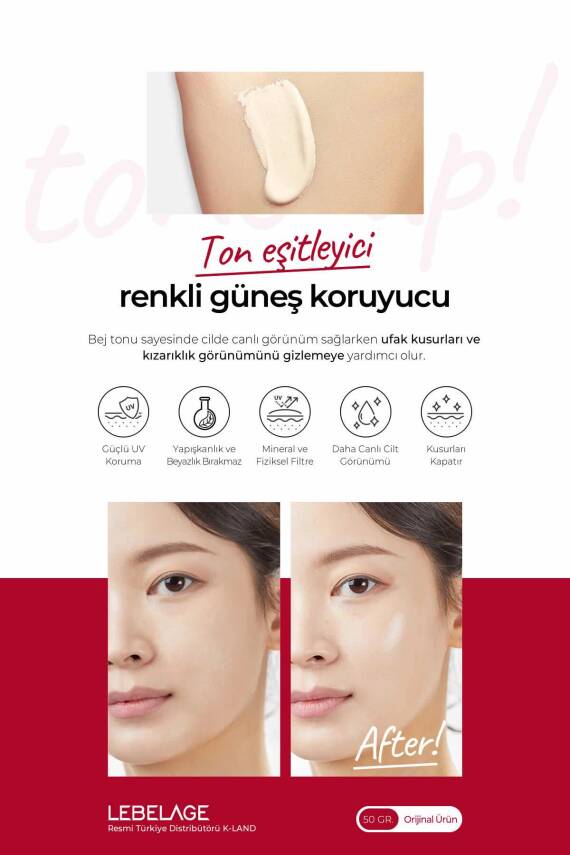 Ton Eşitleyici Renkli Güneş Koruyucu LEBELAGE Tone Up Sun SPF 50+ PA++++ - 4