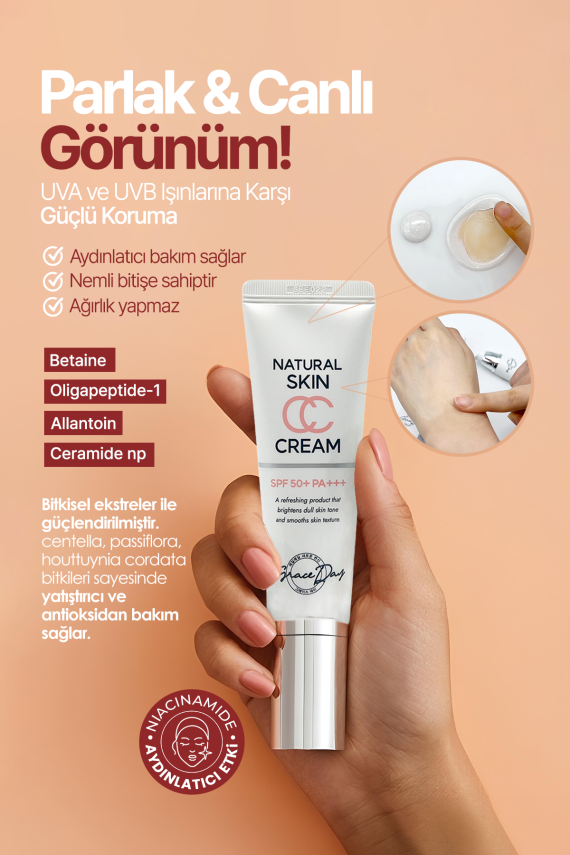 Ton Eşitleyici Vegan CC Krem SPF 50+ PA+++ GRACE DAY Natural Skin CC Cream - 4