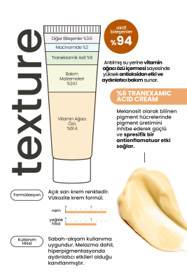 Tranexamik Asit ile Aydınlatıcı Leke Karşıtı Bakım Kremi Derma Factory Tranexamic Acid %6 Cream - 4