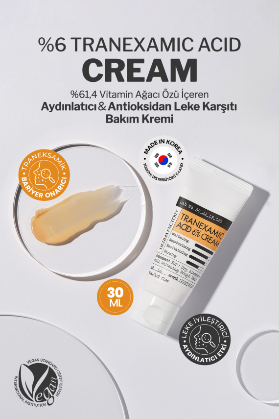 Tranexamik Asit ile Aydınlatıcı Leke Karşıtı Bakım Kremi Derma Factory Tranexamic Acid %6 Cream - 3