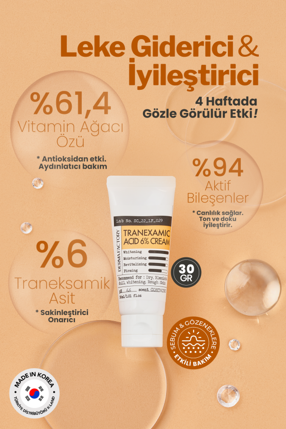 Tranexamik Asit ile Aydınlatıcı Leke Karşıtı Bakım Kremi Derma Factory Tranexamic Acid %6 Cream - 2