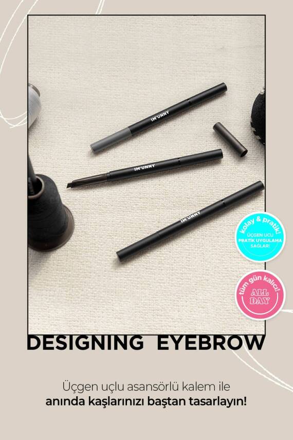 Üçgen Uçlu Yumuşak Asansörlü Kaş Kalemi Designing Eye Brow - 62