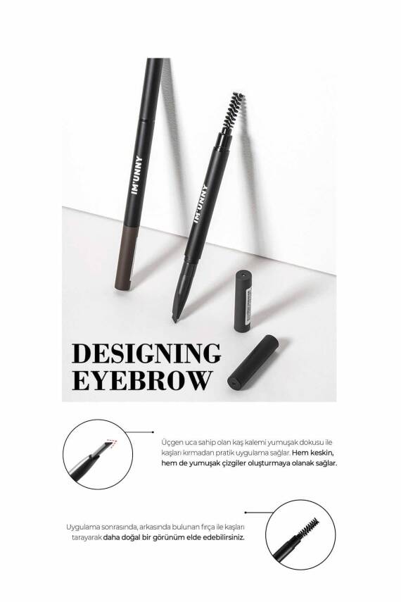 Üçgen Uçlu Yumuşak Asansörlü Kaş Kalemi Designing Eye Brow - 63