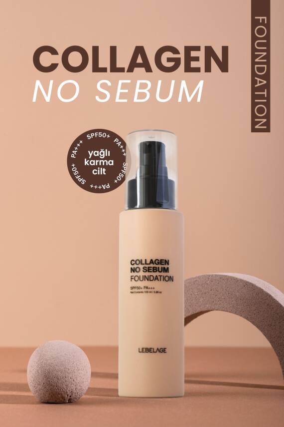 Yağlı ve Karma Ciltler İçin Fondöten SPF 50+ PA +++ LEBELAGE Collagen No Sebum Foundation no 13 - 3