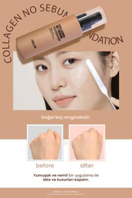 Yağlı ve Karma Ciltler İçin Fondöten SPF 50+ PA +++ LEBELAGE Collagen No Sebum Foundation no 13 - 4