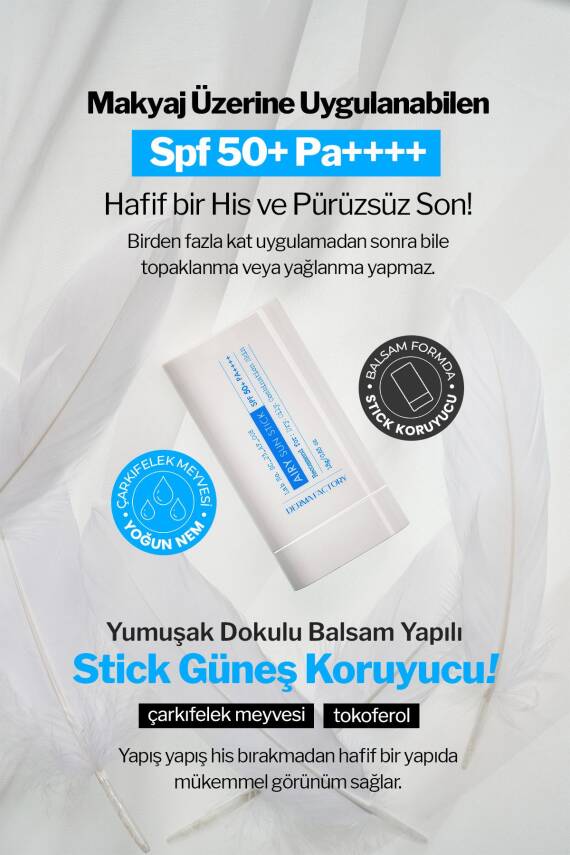 Yağlı ve Karma Ciltler İçin Mat Stick Güneş Koruyucu Derma Factory Airy Sun Stick SPF 50+ PA++++ - 4