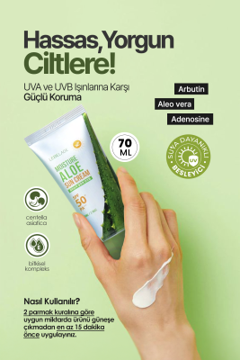 Yatıştırıcı; Nemlendirici Aloe Vera Spf 50 + Pa +++ Güneş Kremi Moisture Aloe Sun Cream - 4