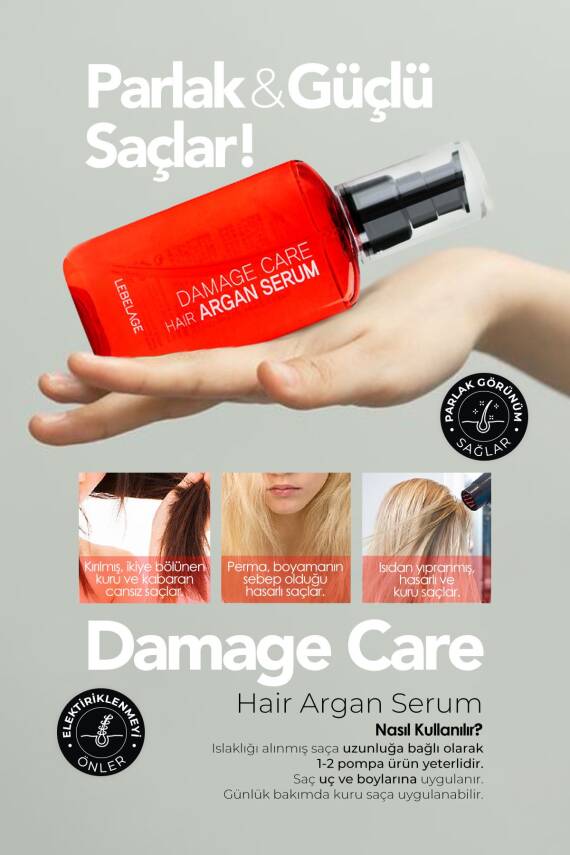 Yıpranmış Saçlar İçin Onarıcı; Besleyici Argan Bakım Serumu Lebelage Damage Care Hair Argan Serum - 2