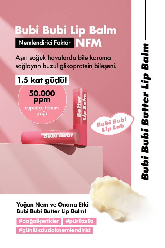 Yoğun Nemlendirici ve Onarıcı Dudak Nemlendirici UNPA Bubi Bubi Butter Lip Balm - 3