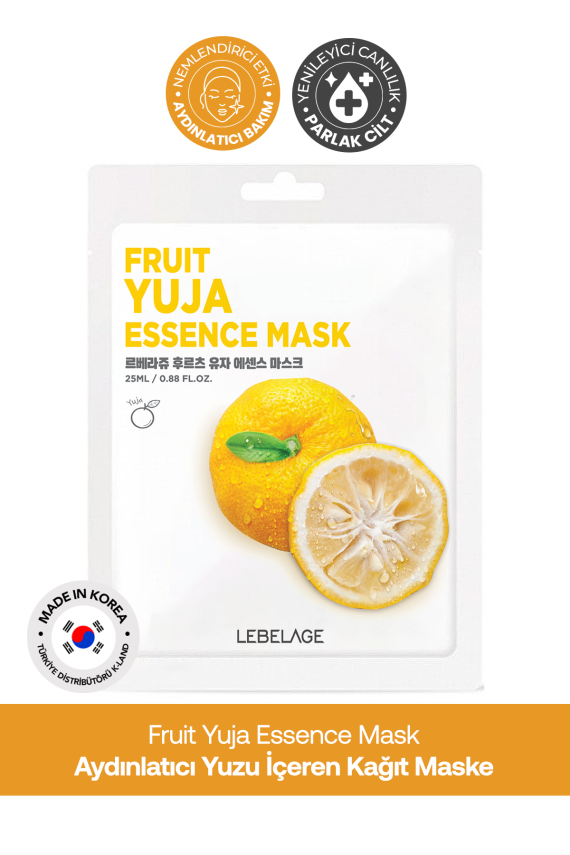 Yuja Meyvesi İçeren Aydınlatıcı Nemlendirici Kağıt Maske Lebelage Fruit Yuja Mask - 2