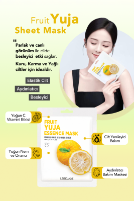 Yuja Meyvesi İçeren Aydınlatıcı Nemlendirici Kağıt Maske Lebelage Fruit Yuja Mask - 4