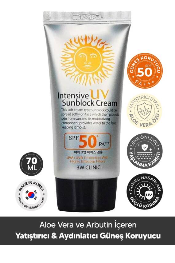 Yüksek Koruma Sağlayan Güneş Kremi 3w Clinic Intensive Uv Sun Block Cream Spf50+ Pa+++ - 1