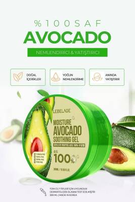 Yüz Ve Vücut Için Besleyici;nemlendirici;yatıştırıcı %100 Doğal Avocado Özü Soothing Gel Krem 300ml - 2